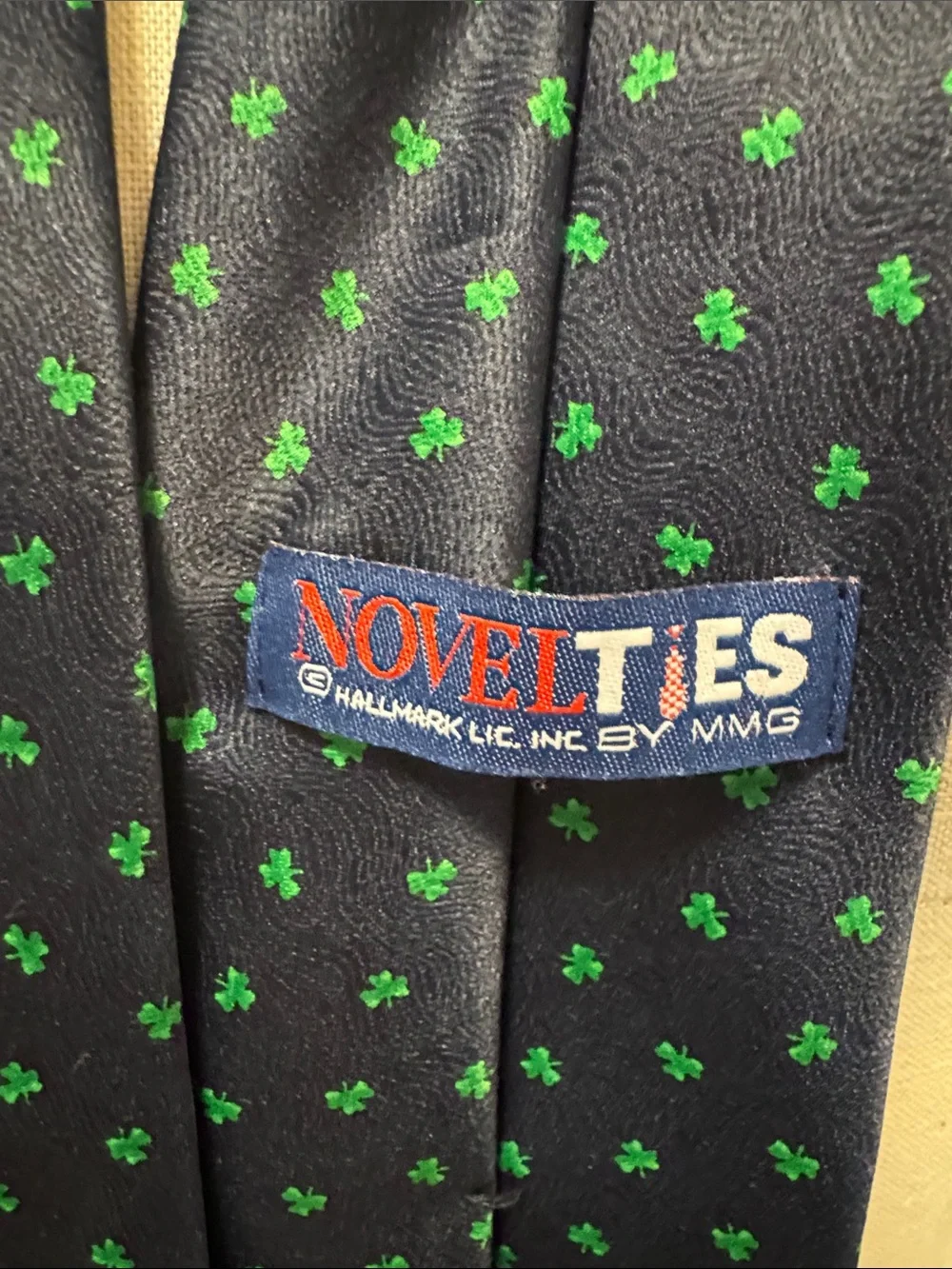 Men's Navy Tie with Green Micro Pattern